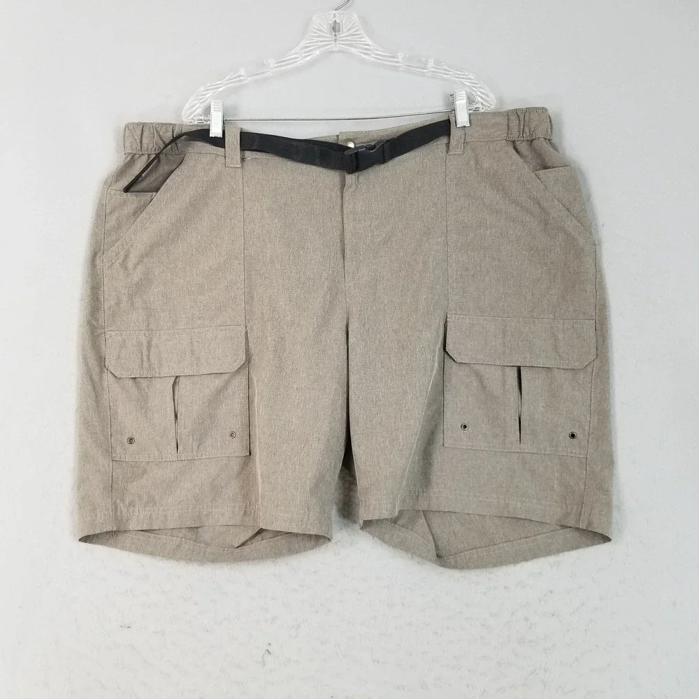 Croft & Barrow Cargo Shorts Mens 48 Tan Heathered Utility Belted Hiking Outdoor